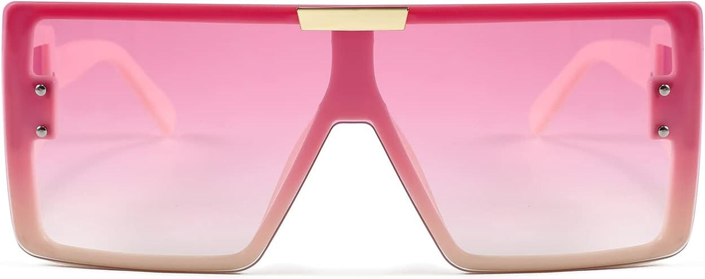 Square Oversized Flat Top Sunglasses with Side Lens Integrated for Women Men B4028