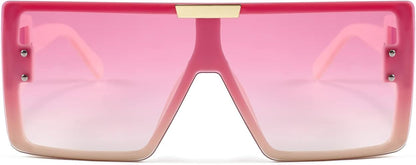 Square Oversized Flat Top Sunglasses with Side Lens Integrated for Women Men B4028